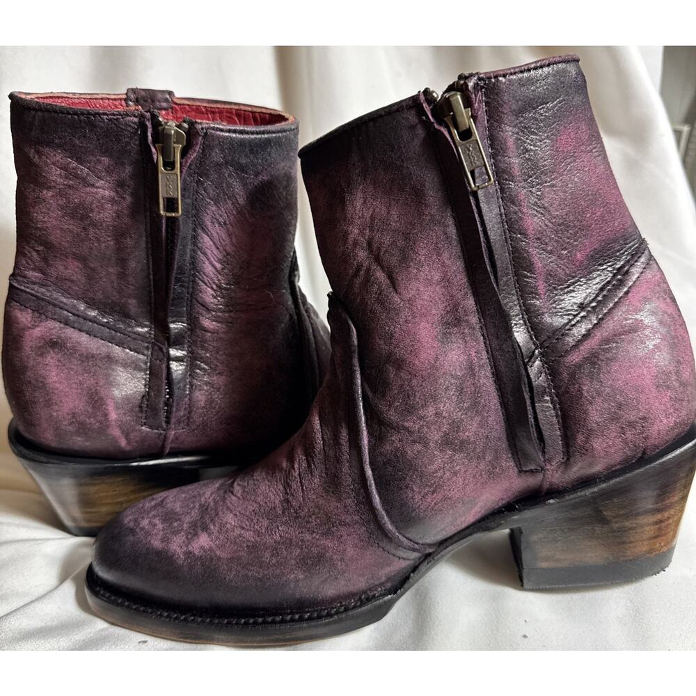Ferrini Stacey Round Toe Zippered Cowboy Booties Womens Size 8.5 B Casual Boots - Picture 4 of 9